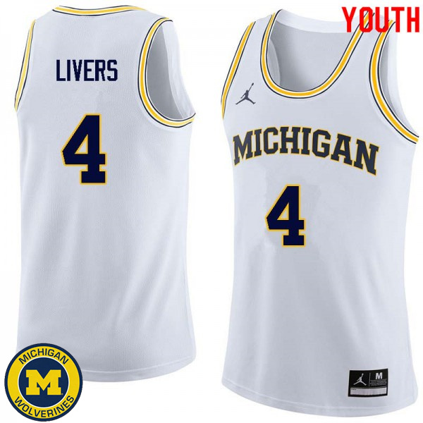 Youth Michigan Wolverines #4 Isaiah Livers White College Basketball Jersey